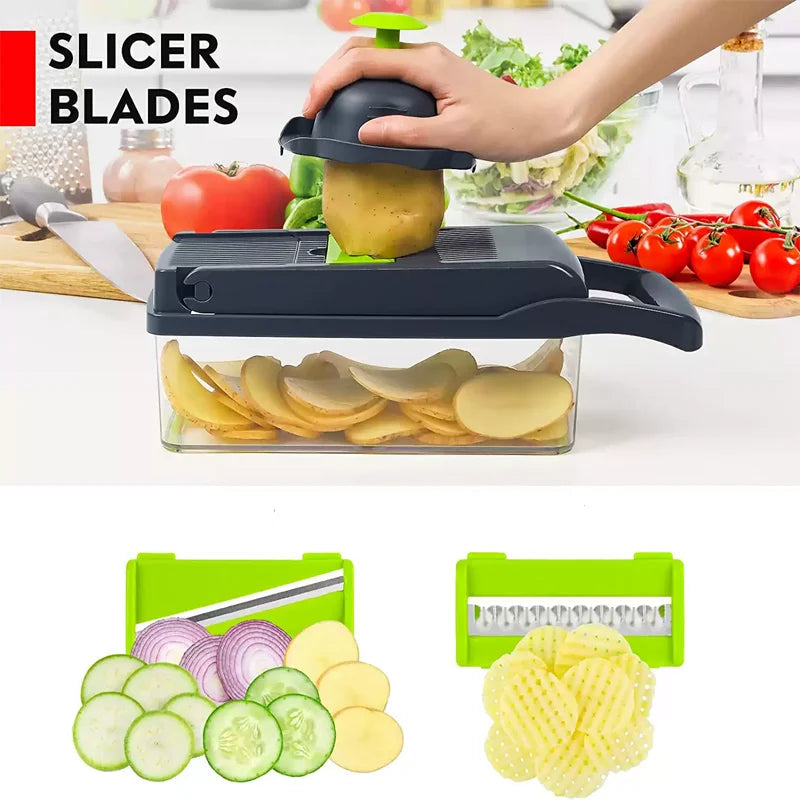 Picador de Vegetais Multifunções,  Fatiador  de alimentos